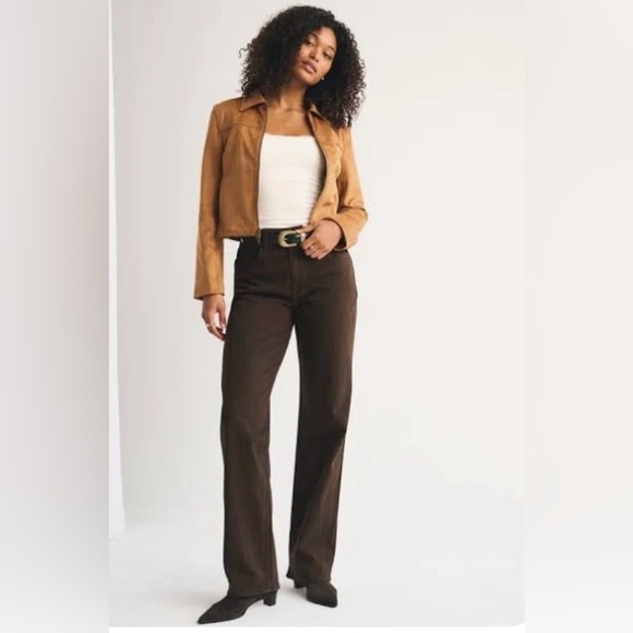 Abercrombie & Fitch 90s Relaxed Jean High Rise Chocolate Brown Jeans - Picture 1 of 4